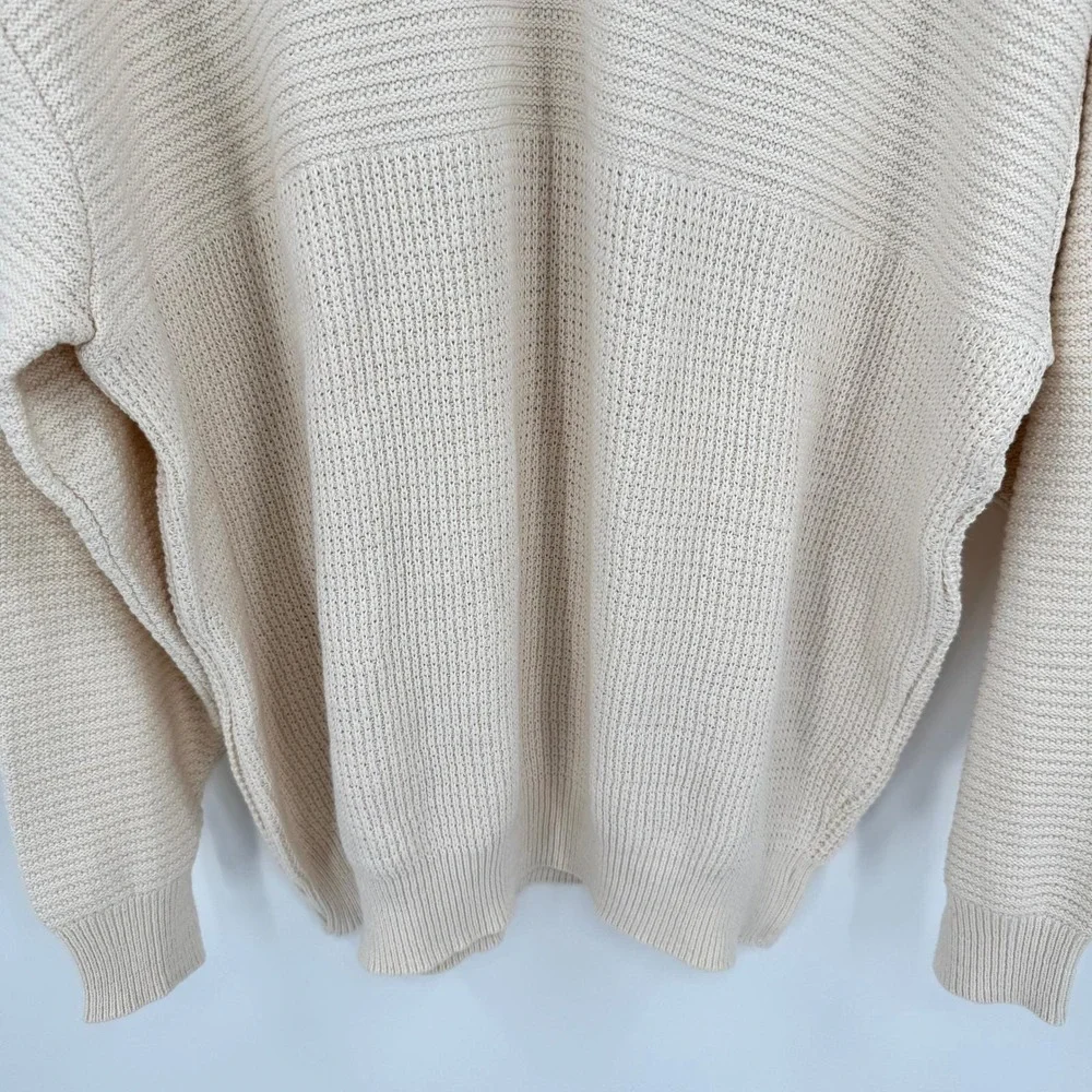 Shenandoah Vtg Cream Textured Henley Sweater Embroidered Buck Deer Cabin XXL Men